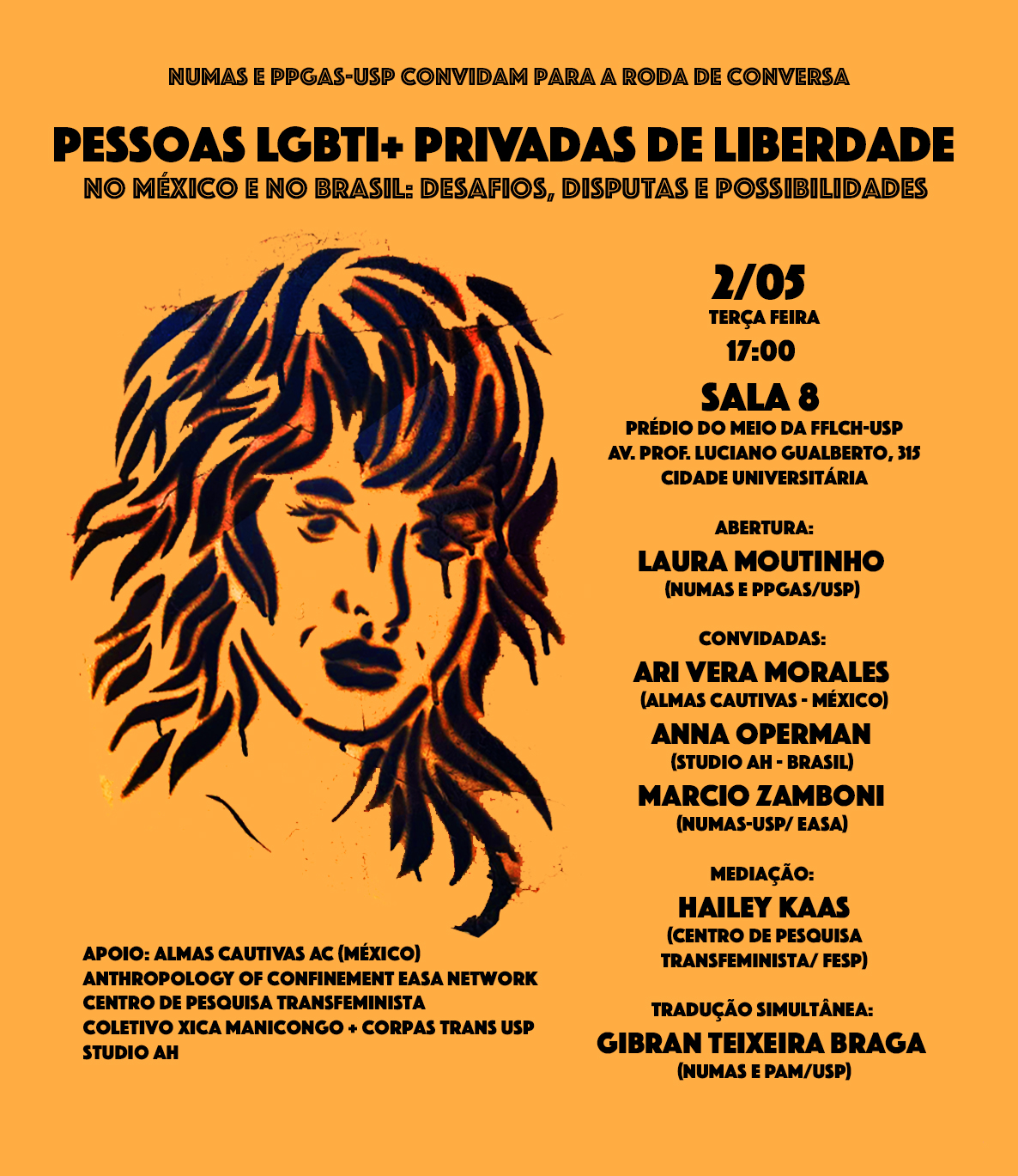 NUMAS e PPGAS-USP convidam para a roda de conversa: Pessoas LGBT+ privadas de liberdade no México e no Brasil:  Desafios, disputas e possibilidades