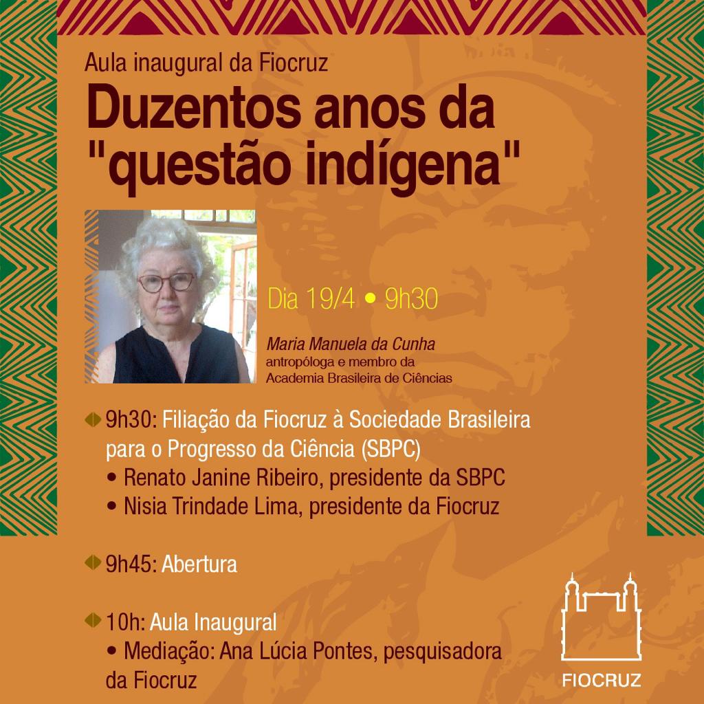 Aula inaugural da Fiocruz - Duzentos anos da "questão indígena" 